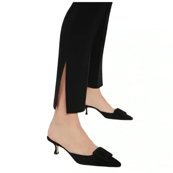 Cinq a Sept Black Brianne Pant Drapey Crepe pant with side slit size 4 - Picture 2 of 11